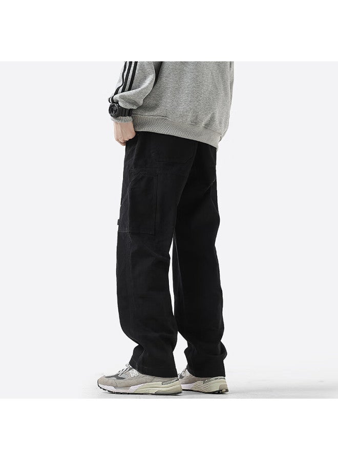 Dingfengbaoluo Pure Cotton American Workwear Pants Men Trendy Durable Loose Straight Casual Trousers Cor60 Black 3XL - Image 5