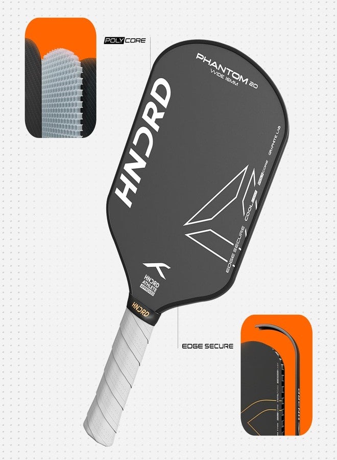 Hundred Phantom 20 Wide Pickleball Paddle | 16mm Core | Control Play | Free Bag Included (Black/White) - Image 4
