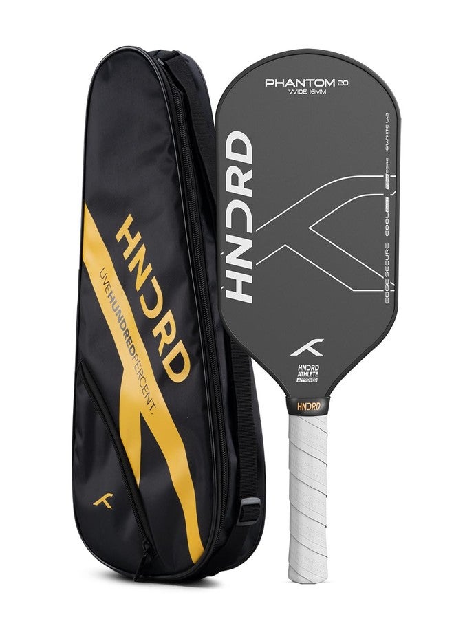 Hundred Phantom 20 Wide Pickleball Paddle | 16mm Core | Control Play | Free Bag Included (Black/White) - Image 1