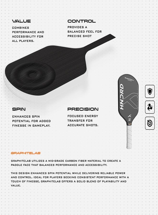 Hundred Phantom 20 Wide Pickleball Paddle | 16mm Core | Control Play | Free Bag Included (Black/White) - Image 5