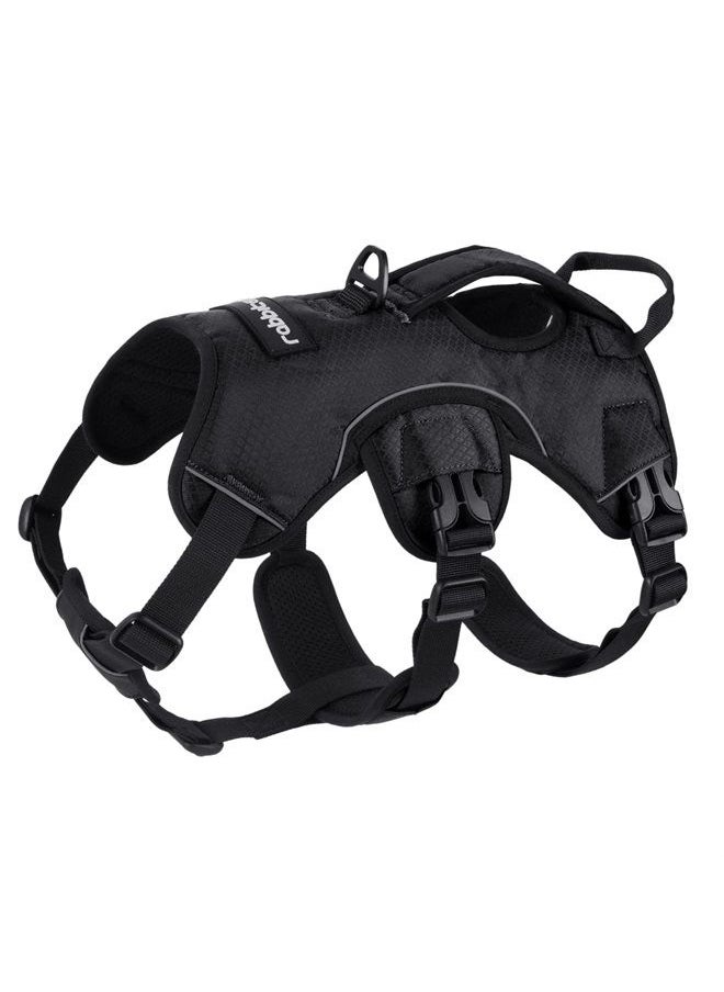 Rabbitgoo Escape Proof Dog Harness, Soft Padded Full Body Pet Harness, Reflective Adjustable No Pull Vest with Lift Handle and Leash Clip for Large Dogs Walking Hiking Training, M, Black  - Image 1