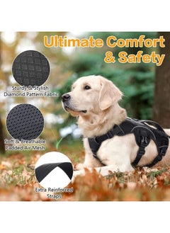 Rabbitgoo Escape Proof Dog Harness, Soft Padded Full Body Pet Harness, Reflective Adjustable No Pull Vest with Lift Handle and Leash Clip for Large Dogs Walking Hiking Training, M, Black  - Image 2