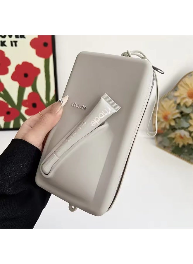 Rhode Pouch Bag with Adjustable Strap and Lip Gloss – Stylish, Compact, and Perfect for On-the-Go Beauty and Everyday Essential GREY - Image 1