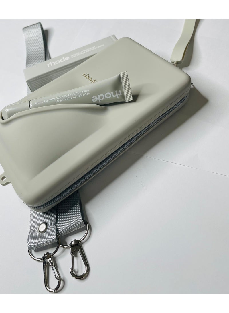Rhode Pouch Bag with Adjustable Strap and Lip Gloss – Stylish, Compact, and Perfect for On-the-Go Beauty and Everyday Essential GREY - Image 4