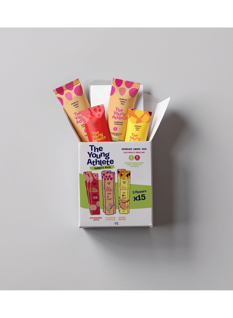 The Young Athlete Electrolyte Hydration Powder – Mixed Pack – Sodium 252mg, Zero Sugar, Keto, 0 Calories, Gluten Free, Vitamin D3 & K2 for Bone Health – 3.8gx15 Sticks - Image 3