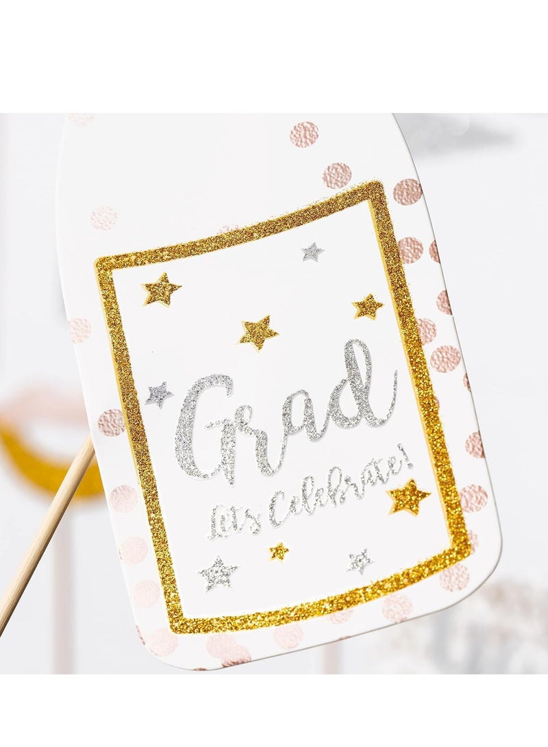 كابتن تيك 15pcs Novelty Birthday Party Photo Booth Props in Gold Funny Selfie with Inflatable Frame for Grad Eye Glasses Mustache, Lips Decoration for Boys Girls Background - Image 5