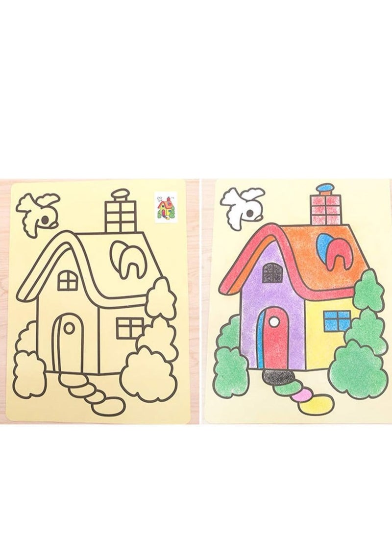 HASANAT ESSENTIALS Hasanat Essentials 6 Sets Sand Art Kit Creative Craft DIY Painting for Children  - Image 2