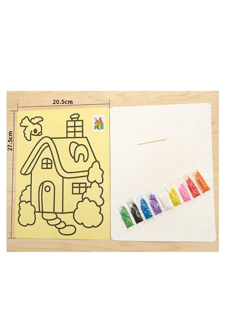 HASANAT ESSENTIALS Hasanat Essentials 6 Sets Sand Art Kit Creative Craft DIY Painting for Children  - Image 3