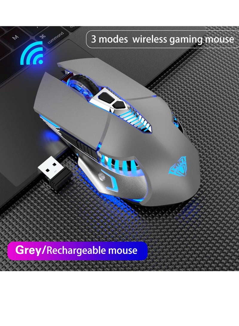 Ola SC200 Wireless Bluetooth Gaming Mouse Built-in 800mAh Battery Side Buttons LED Backlight 2.4G Optical Rechargeable for Laptop, MacBook, Notebook, Tablet, Mobile (Grey) - Image 2