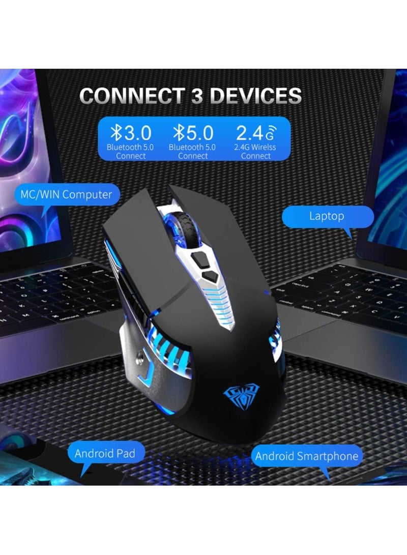 Ola SC200 Wireless Bluetooth Gaming Mouse Built-in 800mAh Battery Side Buttons LED Backlight 2.4G Optical Rechargeable for Laptop, MacBook, Notebook, Tablet, Mobile (Grey) - Image 4