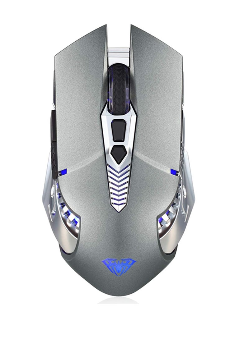 Ola SC200 Wireless Bluetooth Gaming Mouse Built-in 800mAh Battery Side Buttons LED Backlight 2.4G Optical Rechargeable for Laptop, MacBook, Notebook, Tablet, Mobile (Grey) - Image 1