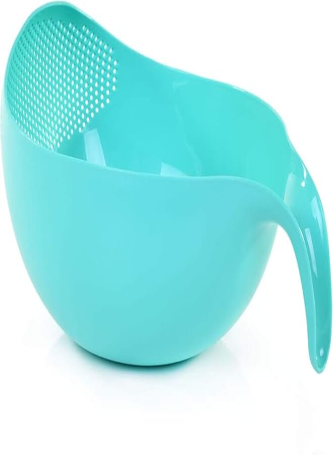 Mintra Home Rice Colander (Teal) - Strainer, Lightweight, for cleaning rice, beans, fruit and vegetables 9.5x13x7