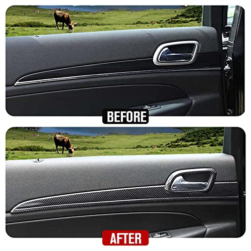 JeCar Center Console Dashboard Panel Trims Inner Door Handle Covers Interior Accessories Compatible with Jeep Grand Cherokee 2011+ WK2, Carbon Fiber Texture - Image 5