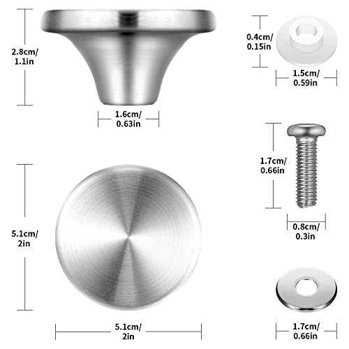 Hotop 4 Sets Dutch Oven Knob Stainless Steel Replacement Knob Pot Lid Handle Compatible with Le Creuset, Aldi, Lodge and Other Enameled Cast-Iron Dutch Oven (Silver) - Image 2