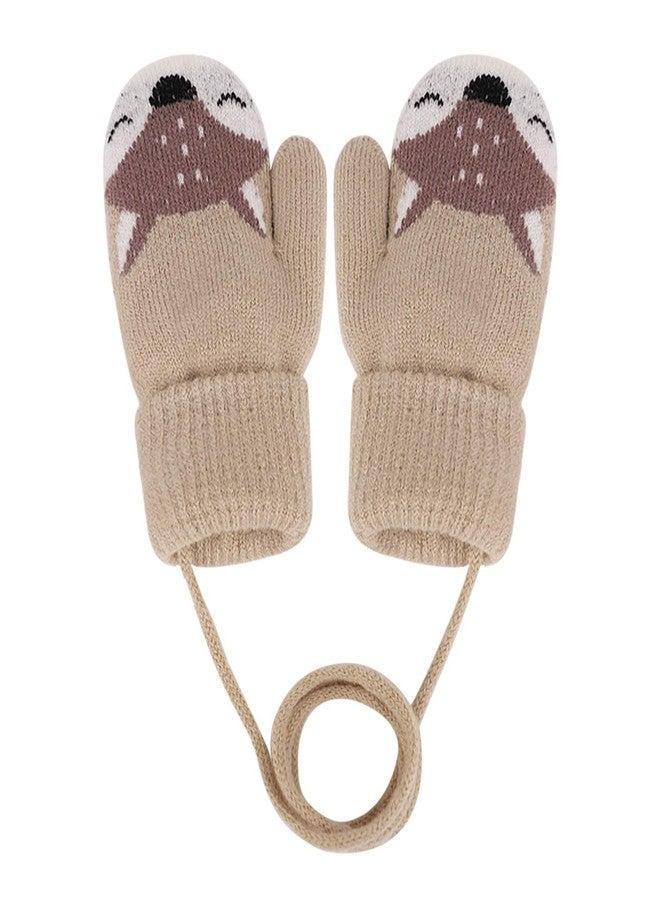 FakeFace Toddler Kids Winter Warm Thick Full Finger Gloves Children Assorted Color Magic Ski Gloves Mittens (Fox Khaki) - Image 4