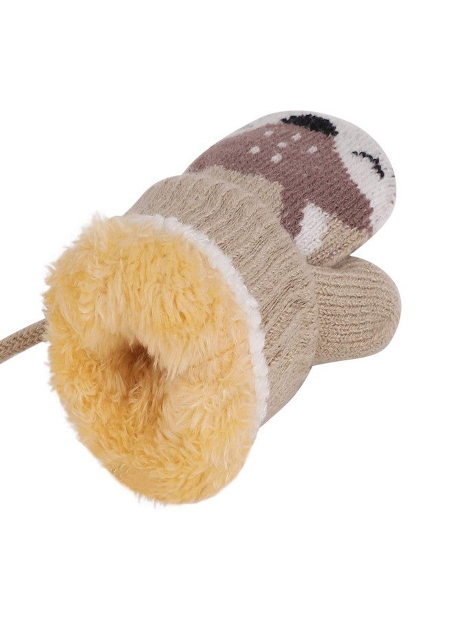 FakeFace Toddler Kids Winter Warm Thick Full Finger Gloves Children Assorted Color Magic Ski Gloves Mittens (Fox Khaki) - Image 2