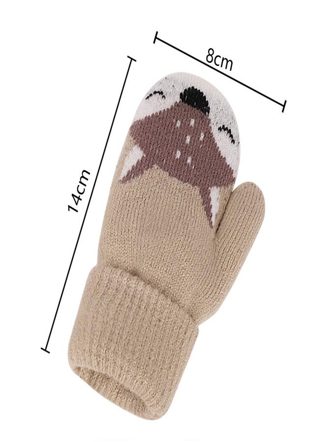 FakeFace Toddler Kids Winter Warm Thick Full Finger Gloves Children Assorted Color Magic Ski Gloves Mittens (Fox Khaki) - Image 3
