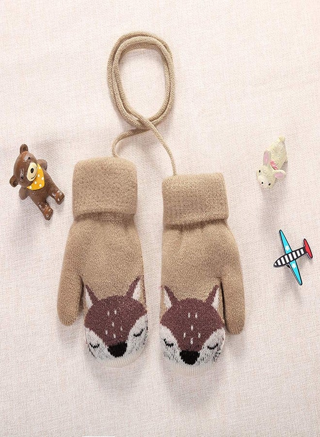 FakeFace Toddler Kids Winter Warm Thick Full Finger Gloves Children Assorted Color Magic Ski Gloves Mittens (Fox Khaki) - Image 5