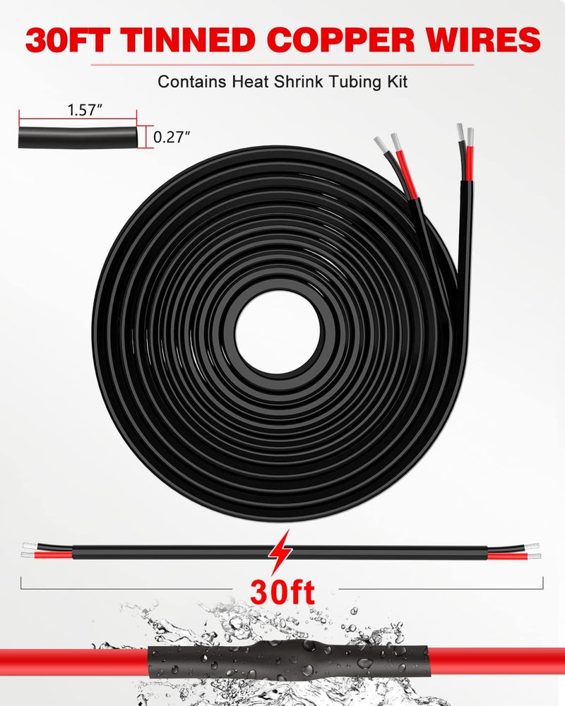NAOEVO 16 Gauge Wire 2 Conductor Electrical Wire, 16 AWG Stranded PVC Cord, 12V Low Voltage/Tinned Copper/Flexible Cable for Automotive Wiring, Lamp Cord, Marine Cable (30FT) - Image 4