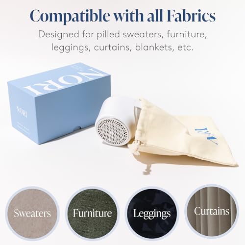 Nori Trim Fabric Shaver - Lint Remover for Clothes & Furniture Couch Pilling - Sweater Pill Remover - Clothes Shaver with 6 Precision Blades - Wireless and Rechargeable - White - Image 5
