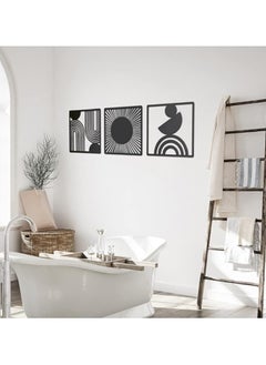 3 Pieces Mid Century Geometric Metal Wall Art Minimalist Boho Abstract Wall Decor Modern Line Metal Wall Art for Home Bedroom Living Room Above Bed Office Decor