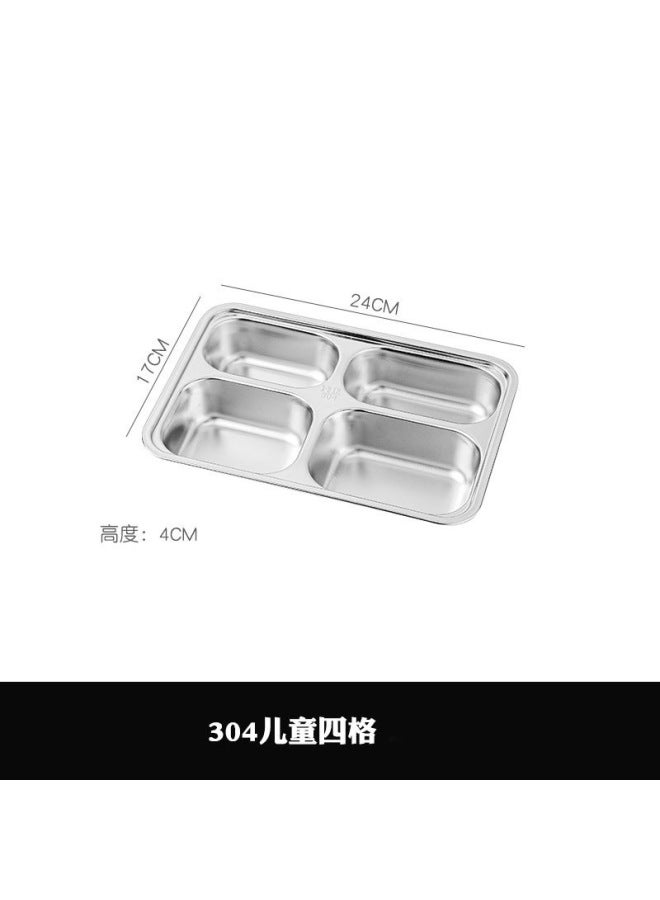 Stainless Steel Dinner Plate 304 With Lid, Deepened Parioned Dinner Plate, Square Lunch Box, Canteen Rice Plate, Student Lunch Box