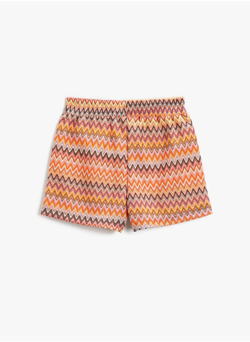 KOTON Ethnic Patterned Mini Shorts