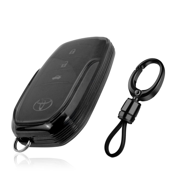 JVCV غطاء شفاف ناعم من TPU متوافق مع تويوتا فورتشنر، هايلاكس، إنوفا كريستة، فورتشنر ليجندر، إنوفا هاي كروس، لاند كروزر 2B/3B مفتاح ذكي (مع سلسلة مفاتيح - نمط A) - Image 1