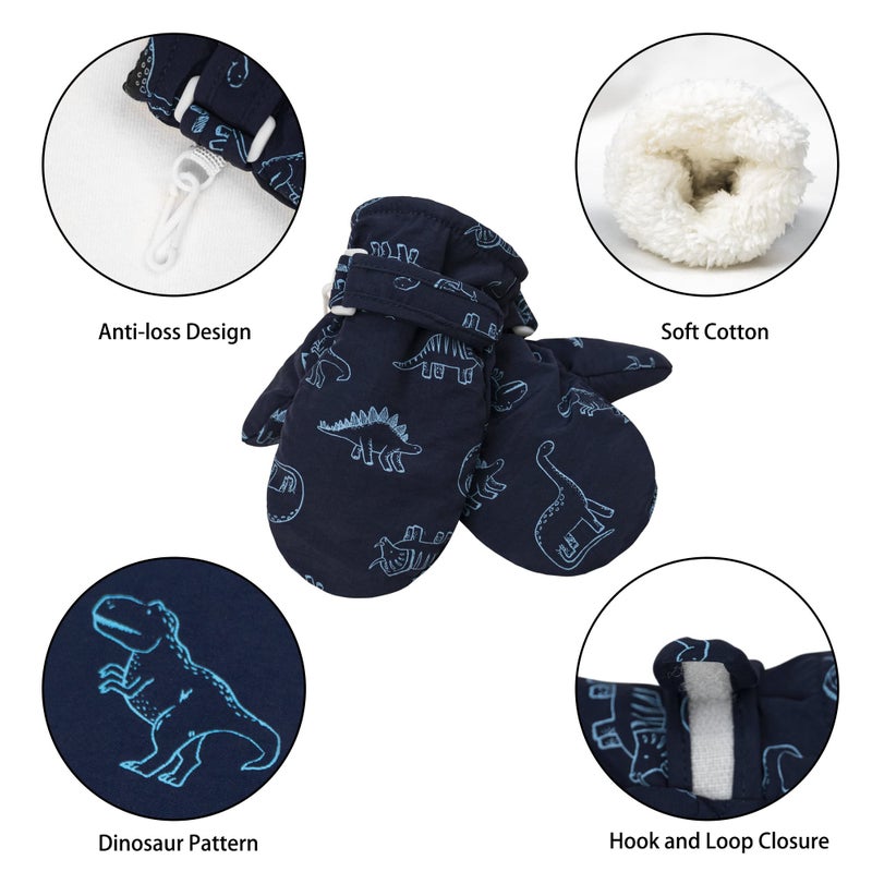 Fynnsure Toddler Mittens Lined Fleece Snow Gloves for Boys Girls Kids Winter Ski Gloves Baby Mittens Blue & Gray 4-6 Years - Image 4