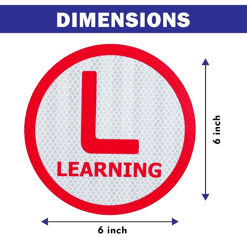 BerryBox Reflective L Sticker for Learning Driver, Waterproof Board Sticker for Car, Easily Removable Material (15cm x 15 cm, 2pcs) (Style 2) - Image 2