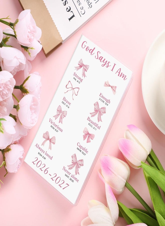 ReliThick 2026-2027 Pocket Calendar for Purse Small Monthly Planner for Women Pink Bow Bible Handy Weekly Pocket Planner Journal Notebook Christmas New Year Gift Sister Friends Women - Image 4