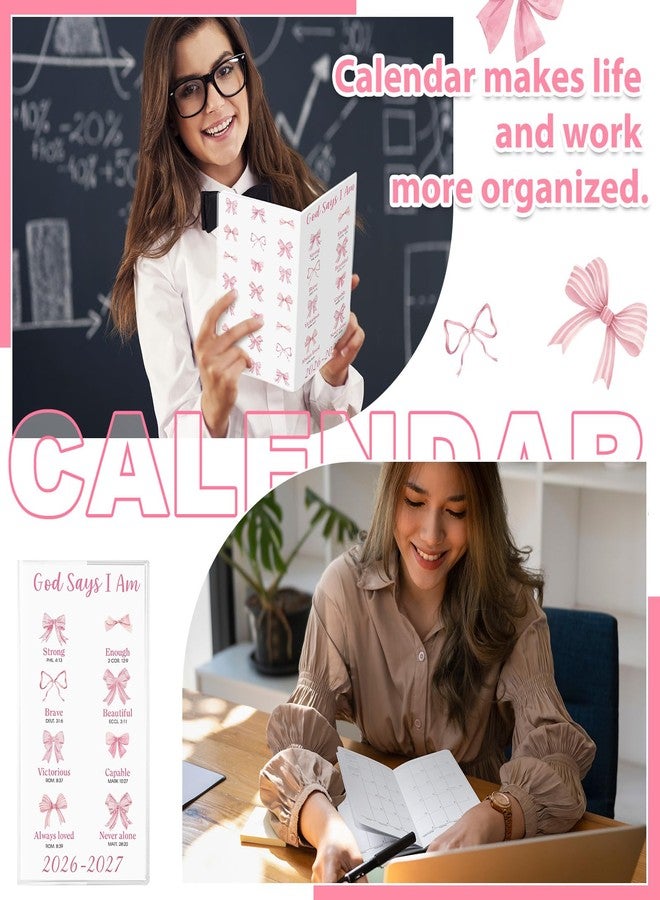 ReliThick 2026-2027 Pocket Calendar for Purse Small Monthly Planner for Women Pink Bow Bible Handy Weekly Pocket Planner Journal Notebook Christmas New Year Gift Sister Friends Women - Image 5