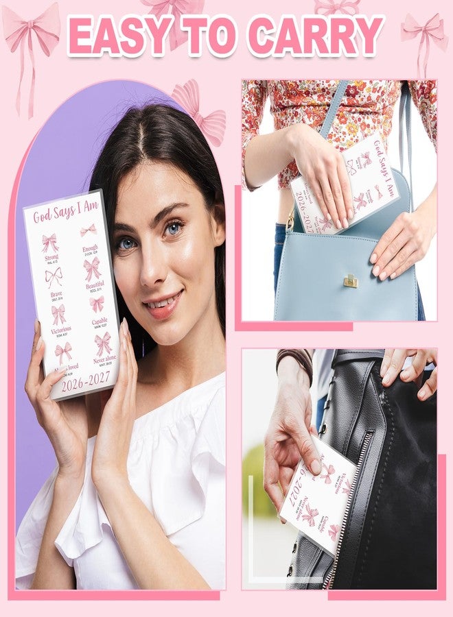 ReliThick 2026-2027 Pocket Calendar for Purse Small Monthly Planner for Women Pink Bow Bible Handy Weekly Pocket Planner Journal Notebook Christmas New Year Gift Sister Friends Women - Image 3