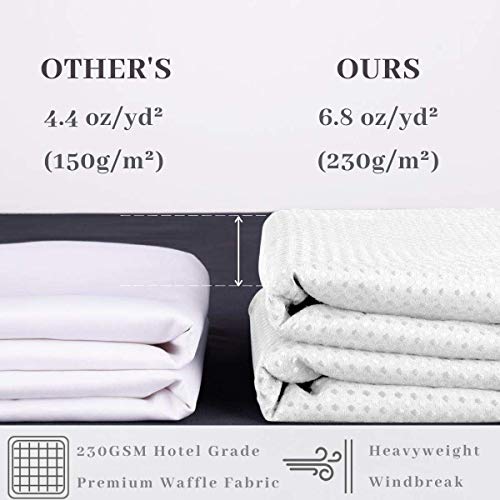 Ecoehoe 71x86 White Waffle Weave Fabric No Hooks Shower Curtain with Removable Polyeste Liner - Heavy Duty Bath Curtain with See Through Top Machine Washable - Image 5