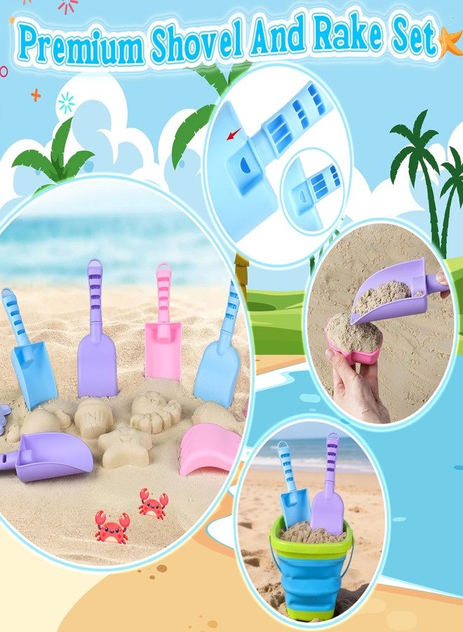TSDATOWR Collapsible Beach Toys for Kids, 3 Pack Foldable Sand Buckets and Shovels Set with Mesh Bag, Silicone Pails Shovels Molds, Sandbox Travel Sand Toys for Beach Essentials for Toddlers Kids Age 3-10 - Image 3