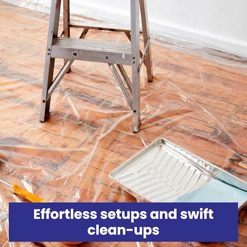 VicMore Clear Plastic Drop Cloth - Water & Dustproof, Odorless Plastic Sheet for Painting, Renovations, DIY Projects - Durable Paint Tarp with 1mil Thickness - Floor Covering & Dust Cover - 9 x 12’ - Image 5
