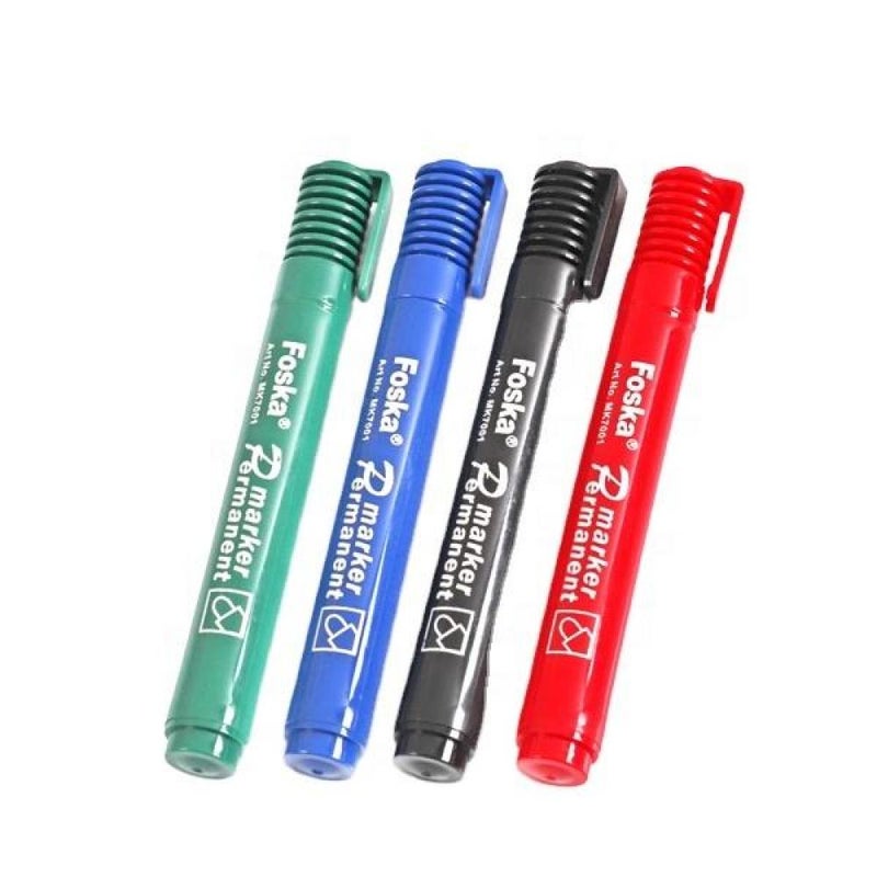 Foska Round Tip  Permanent Marker Pens in Assorted Colors 2mm - 4 Pack - Image 1