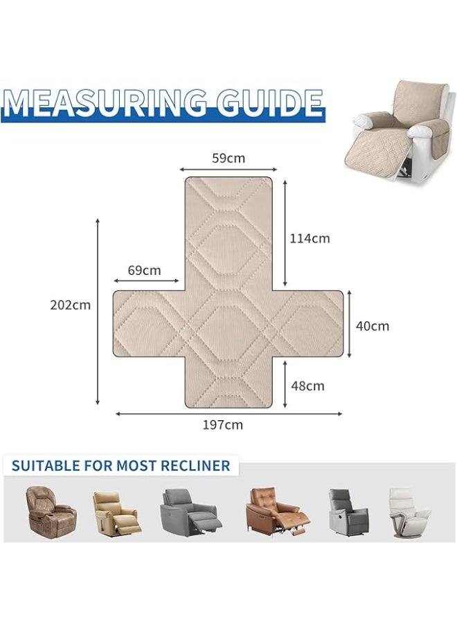 1 Seater Waterproof Armchair Cover, Relax Reclining Armchair Cover, Anti-Scratch Anti-Stain Armrest, Universal Non-Slip Electric Armchair Cover, Beige - Image 4