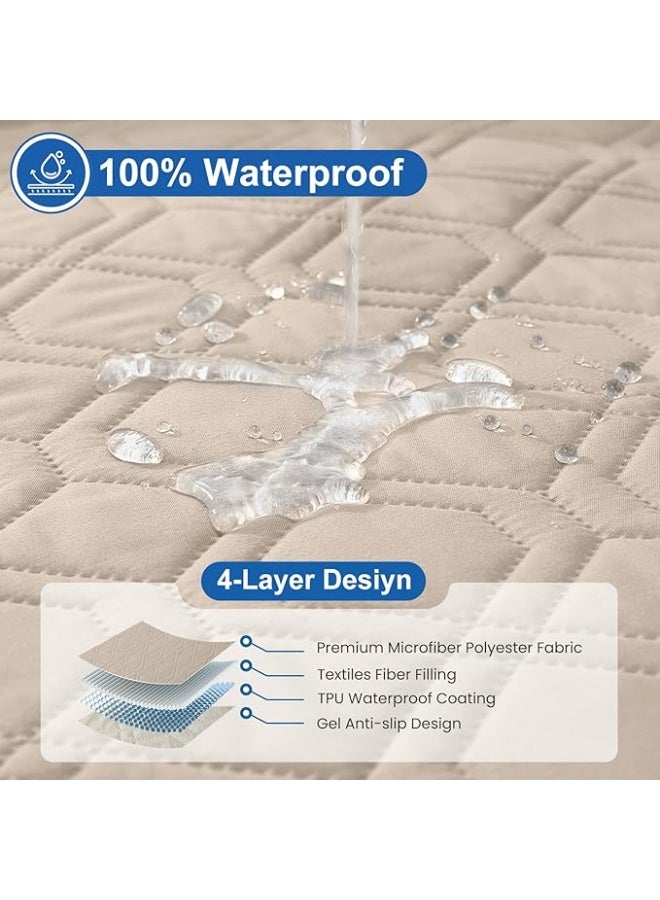 1 Seater Waterproof Armchair Cover, Relax Reclining Armchair Cover, Anti-Scratch Anti-Stain Armrest, Universal Non-Slip Electric Armchair Cover, Beige - Image 5