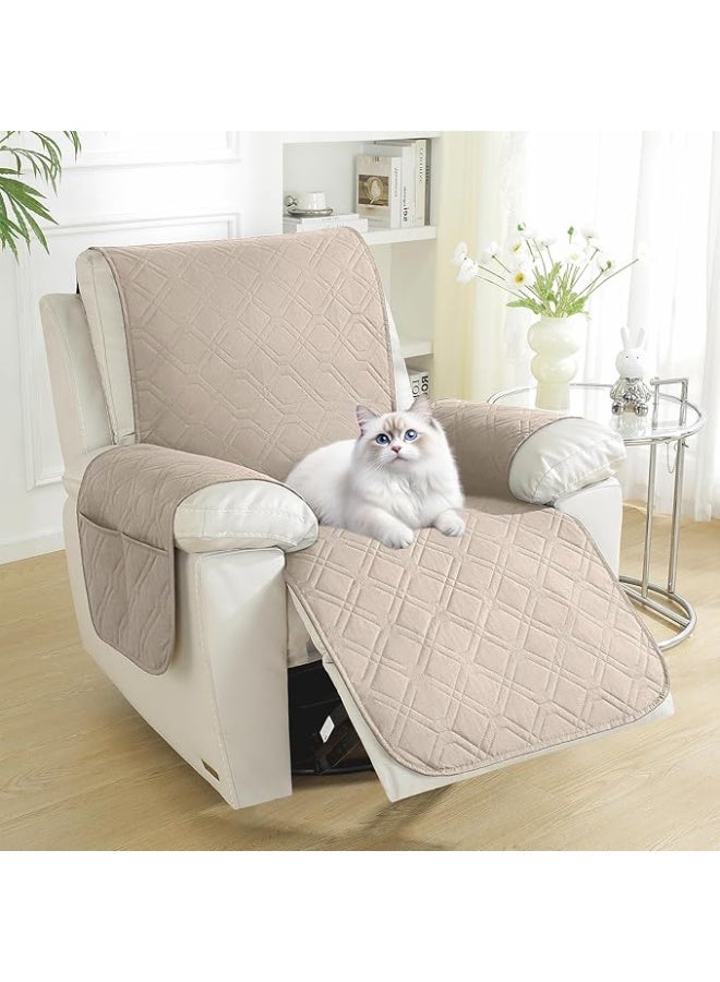 1 Seater Waterproof Armchair Cover, Relax Reclining Armchair Cover, Anti-Scratch Anti-Stain Armrest, Universal Non-Slip Electric Armchair Cover, Beige - Image 3