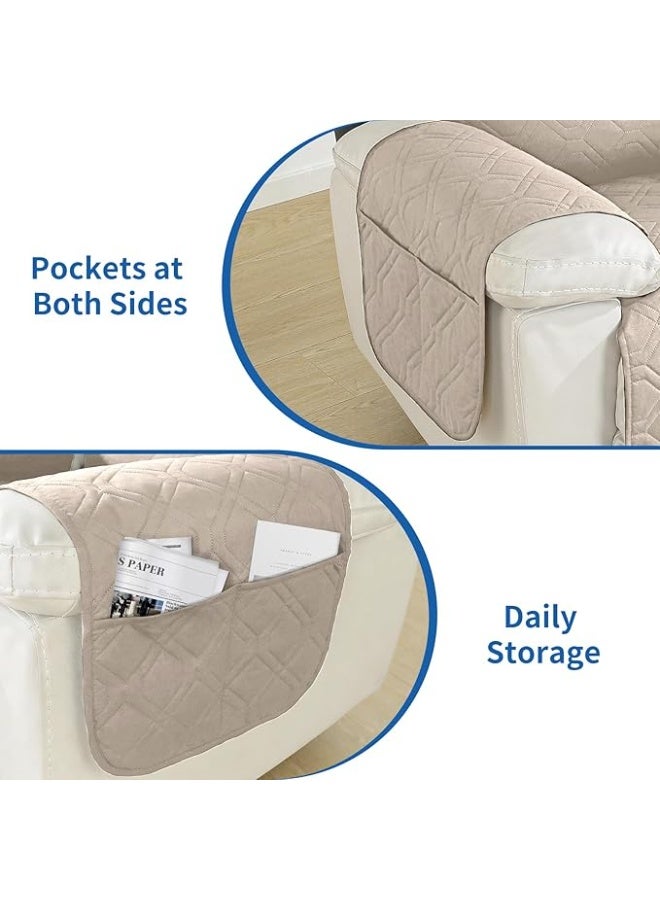 1 Seater Waterproof Armchair Cover, Relax Reclining Armchair Cover, Anti-Scratch Anti-Stain Armrest, Universal Non-Slip Electric Armchair Cover, Beige - Image 2