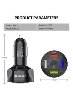 Gzar Gzar 4 Port QC 3.0 Fast Charging USB A Car Charger Adaptor with LED Light For Android Phones iPhone 13 Mini 11 Pro Samsung Galaxy S21 White  - Image 3