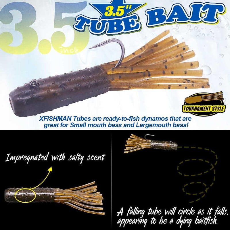 XFISHMAN Tube-Baits-for-Bass-Fishing-Lures-Soft-Plastic-Bait-Worm-Tube Jigs Kit with Smallmouth Large Mouth Bass Lake Trout (3.5 inch Tube Baits 32 pc. Kit) - Image 2