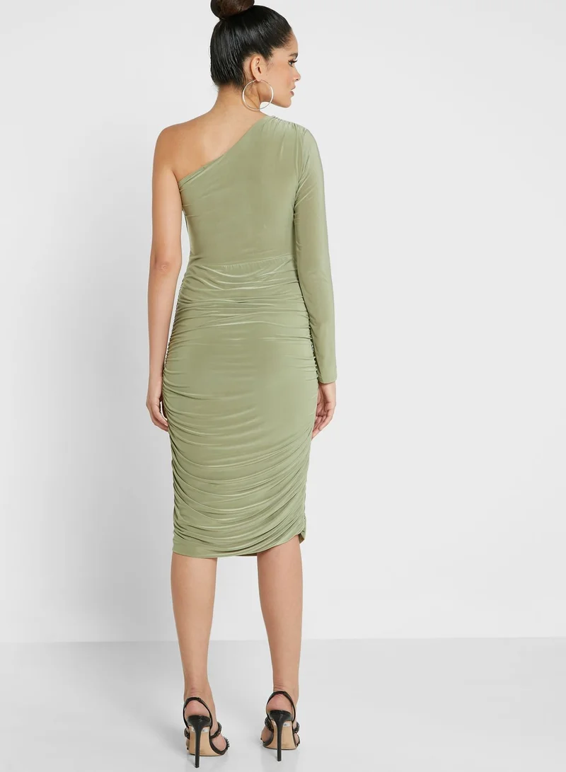 FEMME LUXE One Shoulder Knitted Bodycon Dress
