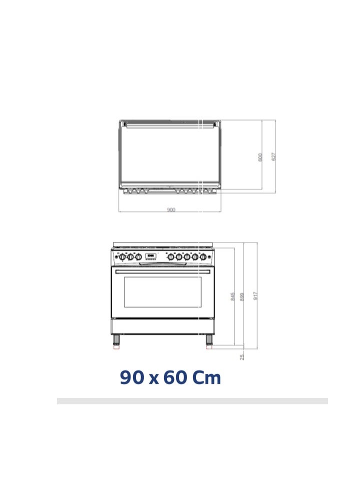 GL General Heavy Duty 90x60cm 5 Burners Gas Cooking Ranger, Wide Stand, Auto Burner, Total Safety, Oven Grill & Fan, Up & Down Heating Oven, Inside Oven Light, Timer  - Image 3
