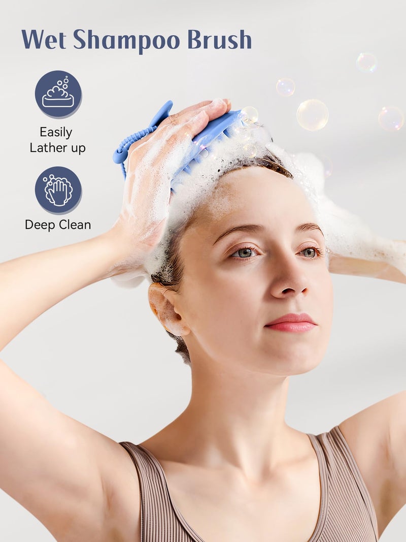 HEETA Scalp Massager Shampoo Brush with Silicone Bristles for Dandruff Removal Scalp Care & Hair Growth, Scalp Scrubber for All Hair Types, Head Massager Stress Relax, Upgraded Large Design,Blue - Image 4