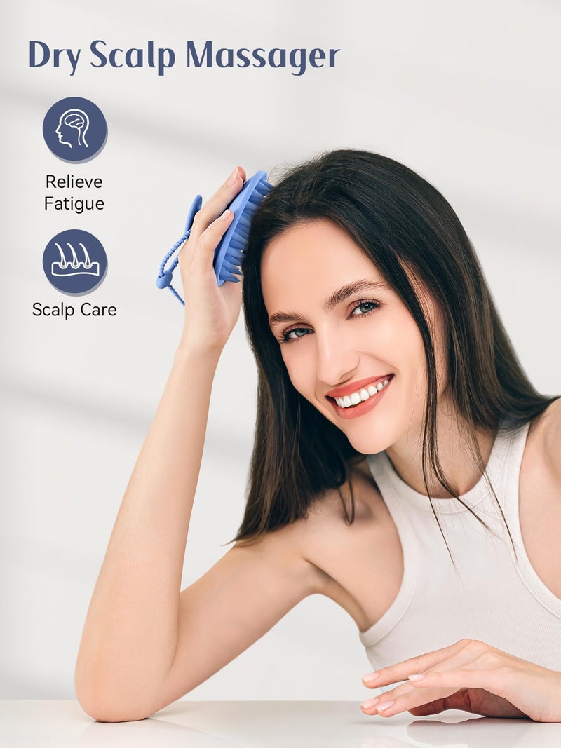 HEETA Scalp Massager Shampoo Brush with Silicone Bristles for Dandruff Removal Scalp Care & Hair Growth, Scalp Scrubber for All Hair Types, Head Massager Stress Relax, Upgraded Large Design,Blue - Image 5