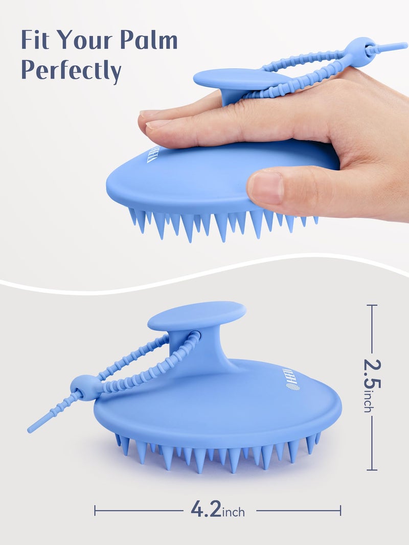 HEETA Scalp Massager Shampoo Brush with Silicone Bristles for Dandruff Removal Scalp Care & Hair Growth, Scalp Scrubber for All Hair Types, Head Massager Stress Relax, Upgraded Large Design,Blue - Image 2