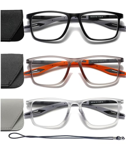 Hubeye TR90 Sports Reading Glasses for Men and Women Ultralight Flexible AntiBlue Light ReadersBlackGreyOrange175 - Image 2