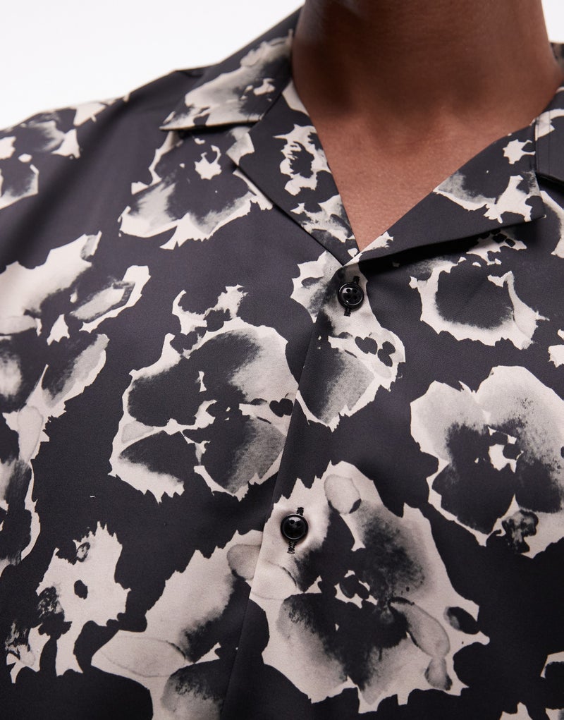 TOPMAN Short Sleeve Satin Floral Shirt  - Image 3